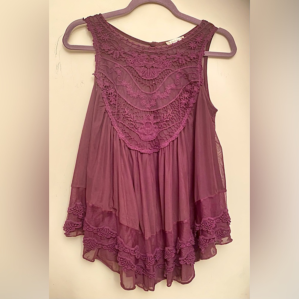Altar’d State Purple Halter Floral Lace Top